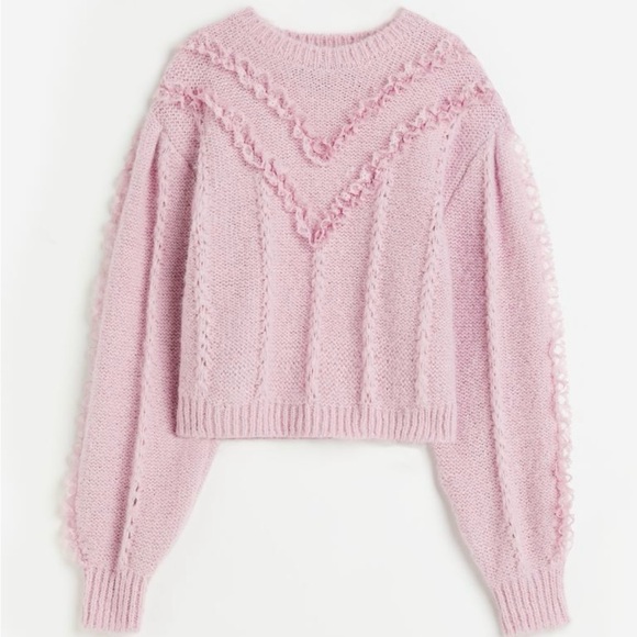 H&M Sweaters - H&M Lace-Trimmed Sweater Pink Small